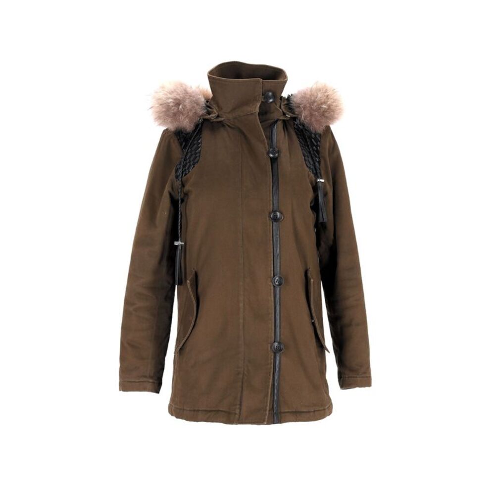 Maje Faux Fur Gove Parka in Olive Polyester